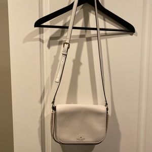 Kats spade white purse with nude braid detail